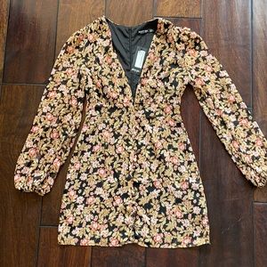 NWT Nasty Gal V Neck Fitted Mini Dress